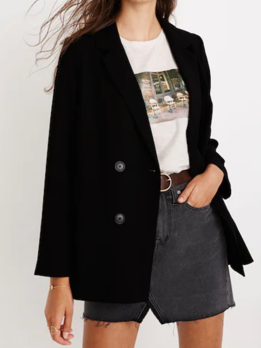 Madewell Black Double-Breasted Blazer